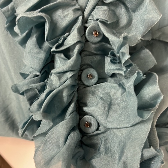 Rebecca Taylor Steel Blue Ruffled Silk Mini Dress 0 - Picture 8 of 8